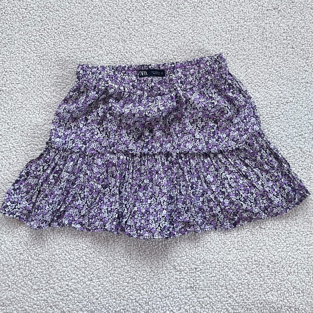 Zara Lilac Floral Mini Skirt